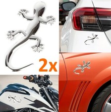 2x 3D Chrom Gecko Metall